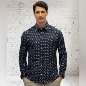 NWT Julian & Mark Long Sleeve Button Front Shirt Geo Dot Pattern Large Tall